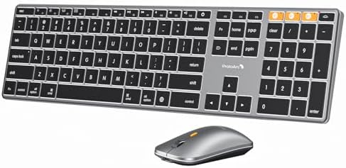 ProtoArc Backlit Bluetooth Keyboard Mouse for Mac, KM110-A Wireless Aluminum Keyboard and Mouse for Mac, Full Size, Multi-Device, Rechargeable, for MacBook Pro/Air, iPad, iMac - Space Gray