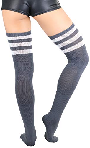 Image of ToBeInStyle Women's Over The Knee Thick Long Socks Thigh High w / 3 Contrast Stripe