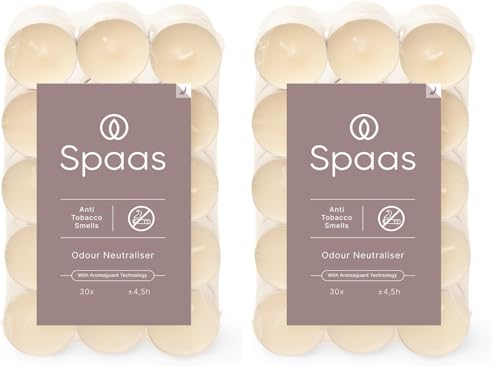 Spaas 30 velas antitabaco, ± 4,5 horas, color marfil (Paquete de 2)