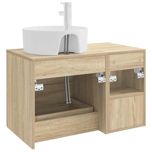 Mueble de baño Sonoma de 2 piezas suspendido con lavabo y grifo 7