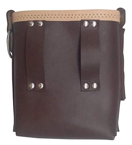 Leather Gold 3850-CHOC Bolt Bag with Spud Wrench Holder and Snap Holder | Ironworker Bolt Bag, Medium Size | Premium, Ultra Durable Buffalo Leather | Commercial Grade Sliding Tool Belt Accessory