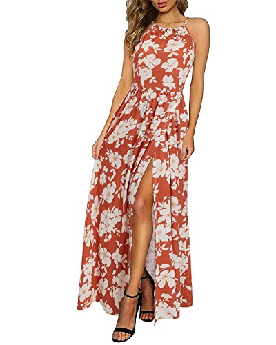 Image of KILIG Women's Summer Floral Beach Flowy Split Maxi Long Dresses