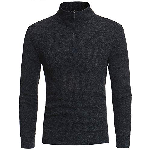 BaZhaHei-Jersey Suéter Hombres de Invierno Delgado cálido Punto Alto Cuello Jersey Blusa Cuello Alto de suéter de Cuello Alto para Hombre Otoño Camisetas Espesar Giro Tejido Fondo