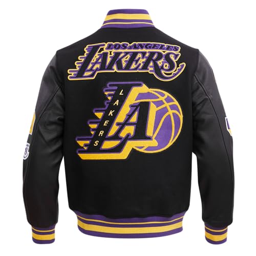 Pro Standard MENS NBA LOS ANGELES LAKERS MASH UP VARSITY JACKET BLACK/PURPLE S - Image 4