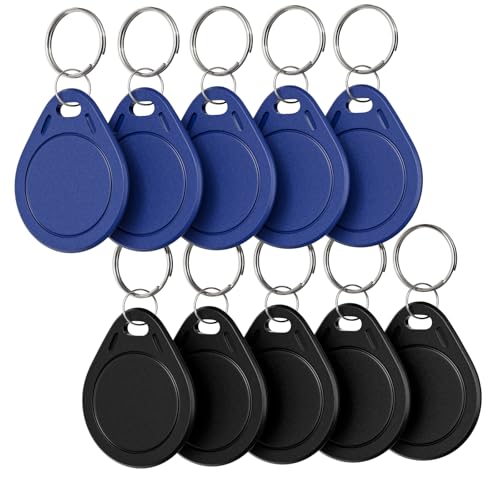 Image of 10pcs T5577 RFID Keyfobs 125khz Writable T5577 Key Fob Proximity ID Card Token Tag for Keyless Entry Access Control Systems & Security Lock - 5pcs Black + 5pcs Blue