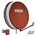 Produktbild SCHWAIGER 4616 SAT-Anlage Satelliten-Set Satellitenschüssel Quad LNB digital 8X F-Stecker 7mm SAT-Antenne aus Aluminium Komplettset Ziegelrot 88 x 88 cm