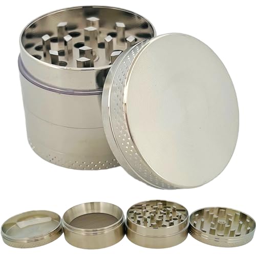 Grınder Parçalayıcı Metal baharat öğütücü herb spice 4 katmanlı 40 MM; 50 MM; 63 MM (Gumus Grı, 40 MM)