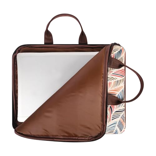 Image of Tabelito Designer Printed Laptop Sleeve for Women (13-15.6 Inch) | Jute & Vegan Leather Office Handbag | Lightweight Stylish Work Bag with Handle