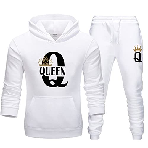 EGSDMNVSQ Pärchen Hoodie Set King Queen Pullover mit Taschen 2-teilig Kapuzenpullover Kapuzenpulli + Jogginganzug Freizeitanzug EGSDMNVSQ Pärchen Hoodie Set King Queen Pullover mit Taschen 2-teilig Kapuzenpullover Kapuzenpulli + Jogginganzug Freizeitanzug