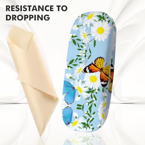 Image of Glasses Case Hard Shell,Portable Protective Eyeglasses Case, Eyeglass Holder Box with Cleaning Cloth,for Women Men