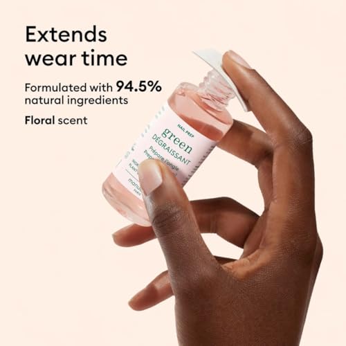 Manucurist 94,5% skuteczny Bio-Sourcé Długotrwały lakier Green - Prep Nail Prep - Kompatybilny z Systeme Green - Odtłuszczacz do paznokci