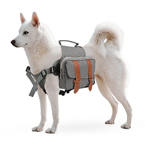 MIGOHI Dog Camping Hiking Travel Backpack, Durable Doggy Saddle Bag Rucksack with 2 Side Pockets Breathable Pet Pack for…