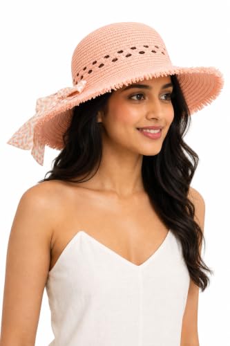 Image of Summer Medium Brim Floppy Beach Straw Hats for Women
