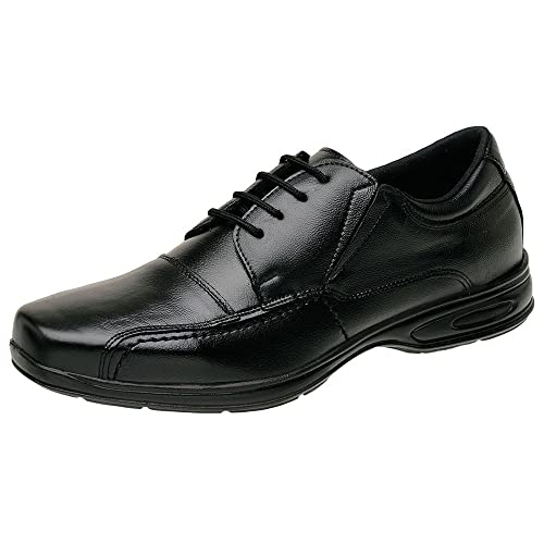 Sapato Anti Stress Ortopédico Masculino Em Couro Com Cadarço San Lorenzo 5070 Cor:Preto;Tamanho:39;G