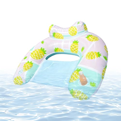 Flotador de piscina para adultos | Tumbona flotante con portavasos y reposacabezas | Silla colgante inflable ergonómica | Colchón acuático flotante de relajación | para piscina más sol verano Nosotros