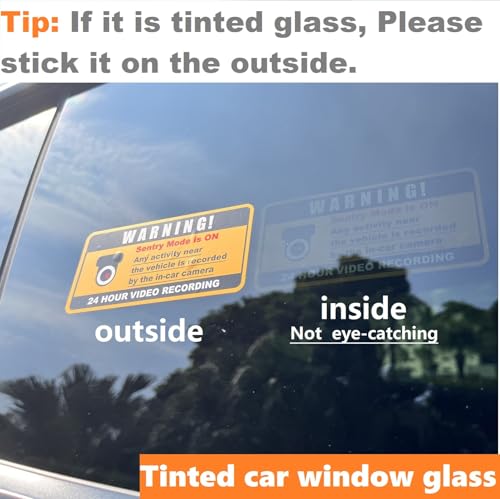 (Set of 6) in Car Camera Recording Warning Stickers 4x2 Inch,Anti-Theft,Traceless Adhesive Design Video and Audio Recording Stick on The Inside or Outside of The Car Window