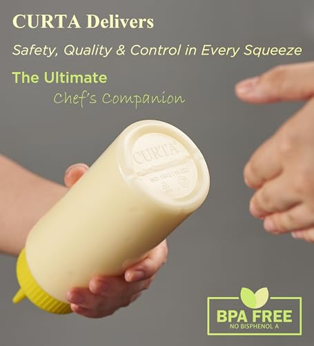 CURTA 6-Pack 12 oz Clear Squeeze Bottle with Cap, BPA-Free Easy-to-Squeeze Plastic Condiment Dispenser with oz & ml Markings for Sauce, Oil, Dressing, Dishwasher Safe, White - Thumbnail 3