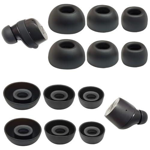 Silicone Earbuds Tips for Sennheiser Momentum 3 Replacement Ear Tips for Sennheiser Momentum 2/CX True Wireless Series, 6 Pairs Black