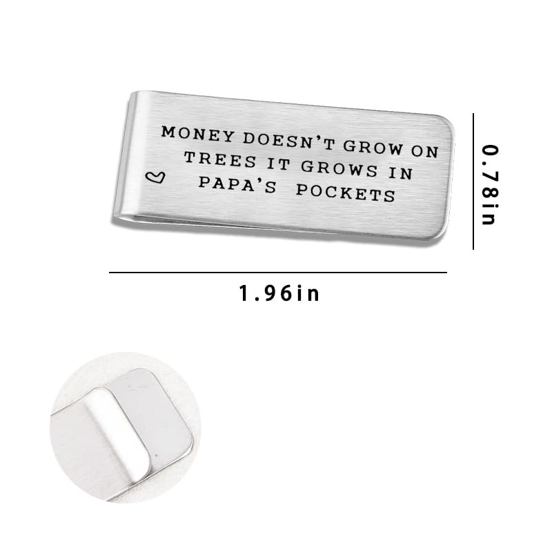 Papa Money Clip for Grandpa Fathers Day Gift for Papa Birthday Gifts for Grandpa Gifts for Men Papa Gifts from Grandkids Funny Retirement Gifts for Granddad Grandfather Money Clips for Cash