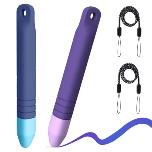RKItE Kid-Friendly Stylus Pen for Touch Screens, Tablet Stylus Compatible with iPad, iPhone, Fire Tablets, Kindle and All Touch Screen Devices (Purple+Blue)