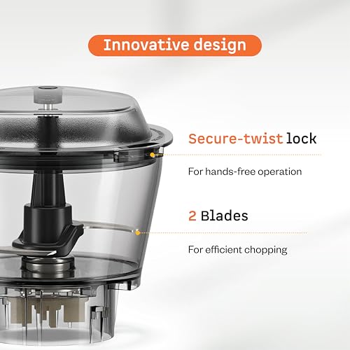 Image of Atomberg 0.5L Chopper Jar | Compatible with Atomberg Zenova, Yulia & Tavi Mixer Grinders | Hands-Free Operation | Ideal for Chopping Vegetables, Fruits & Nuts
