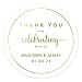 Andaz Press Personalized Round Circle Wedding Favor Gift Labels Stickers, Metallic Gold Ink, Thank You for Celebrating with US, 40-Pack, Custom Made Any Name
