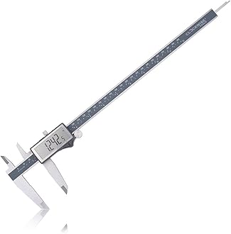 Clockwise Tools IP54 Grade Digital Caliper, DCLR-1205 0-12" /300mm, Inch/Metric/Fractions Conversion, Stainless Steel, Large LCD Screen