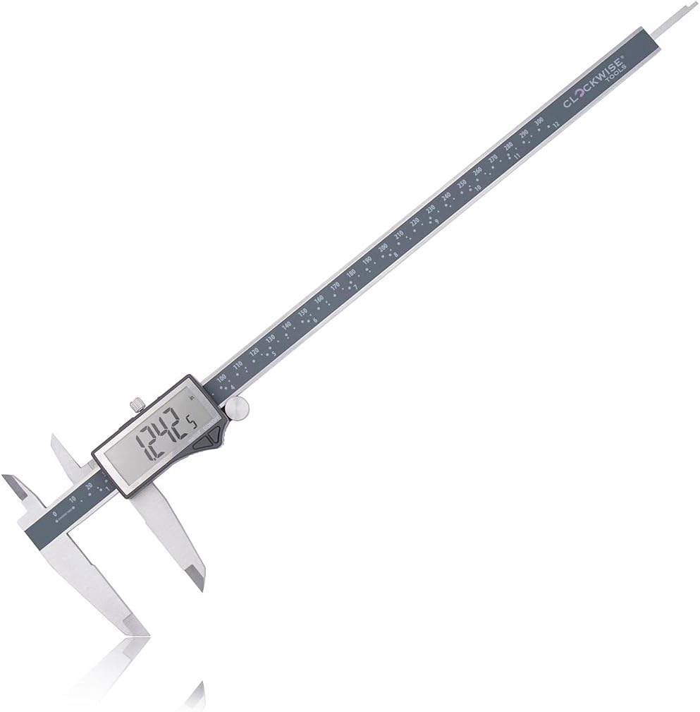 IP54 Grade Digital Caliper, DCLR-1205 0-12" /300mm, Inch/Metric/Fractions Conversion, Stainless Steel, Large LCD Screen
