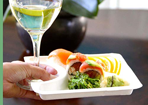 Plate-A-Cup, 50-Pack, 7" Appetizer/Dessert Disposable Eco-Friendly Sugarcane Plates #TOP7
