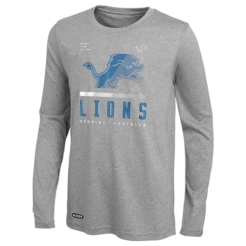 Outerstuff NFL Men's Red Zone Long Sleeve Performance T-Shirt Top, Detroit Lions, X-Large