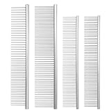 cobee 4 Stück Hundekamm, Haustierkamm mit Abgerundet Zähne Edelstahl Hundekämme Katzenkamm Hundebürste Haustier Kamm Haustierpflege Kamm Hunde Pflegekamm zum Entfernen von Verwicklungen und Knoten