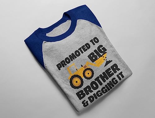 Tstars Promoted to Big Brother & Digging It Shirt Construction Bulldozer Sibling Toddler Kids Raglan T-Shirt4
