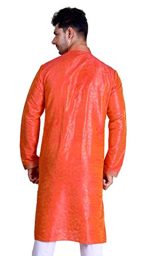 Image of Madinat Men's Embroidered Stitched Cotton Silk Kurta