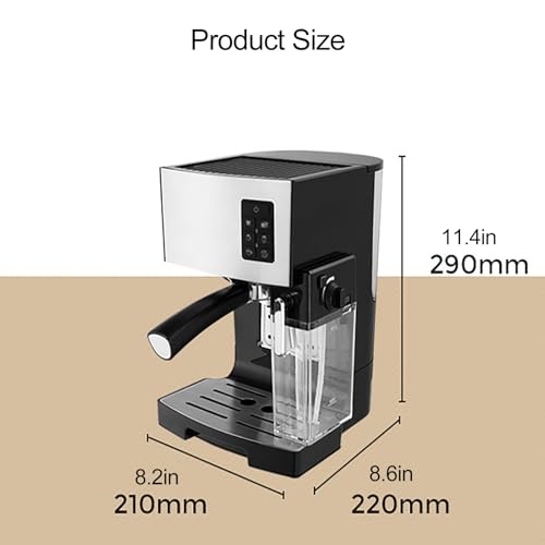 LISHAOHU Professional Coffee Machine, Small Stainless Steel Coffee Machine, Semi-Automatic Espresso Machine With Milk Foam Steam Wand, Multifunctional Machine, 1.4 Liter Removable Water Tank - Image 2