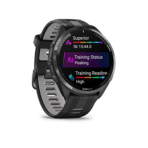 Image of Garmin Forerunner 965 GPS Triathlon Smartwatch,Amoled Touchscreen, Battery Upto 23 Days, HRV Status, Advanced Sleep Score, Track Running, Cross Training, Vo2 Max, ClimbPro, Load Ratio with Black Band