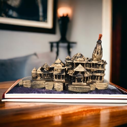 Image of Ram Mandir Ayodhya Model Authentic Design Gold Color for Home Temple Spiritual Decor Ram Mandir Replica Showpiece for Puja Room Office and Gifting