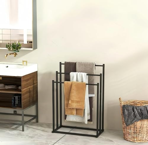 3-Tier Freestanding Towel Rack Multifunctional Drying Rack Metal Scarf Rack for Bedroom Living Room Bathroom (Towel Rack)