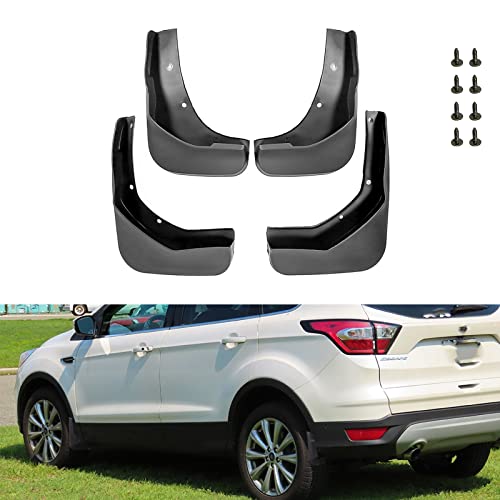 Xotic Tech 4PCS Front & Rear Mud Flap Splash Guards Fender Flare Mudguard Dirt Slush Trap Protector w/Hardware Accessories Full Set Compatible with Ford Escape 2013-2019 (Without Running Board)