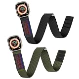CINORS Ankle Band Compatible with Apple Ultra 3 2 1 49mm, Series 11 10 46mm 2XL to 5XL Arm Bands, Extra Large Soft Nylon Walking Strap for iWatch Series 9 8 7 45mm, Gen 6 5 4 44mm, Black and Green