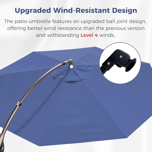 Image of Grand patio 12FT Cantilever Round Umbrella with Base & Cover, Navy Blue