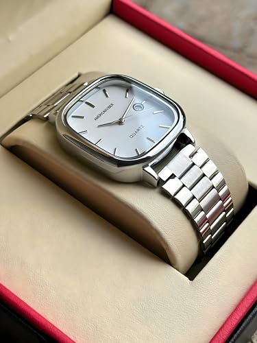AMERICANVIBER Store AMERICANVIBER Men's Silver Watch, White - Image 5