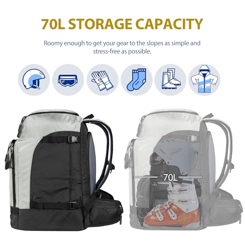 Image of Unigear Ski Boot Bag Backpack for Helmet 50L /70L, Goggles, Gloves, Skis, Snowboard & Accessories