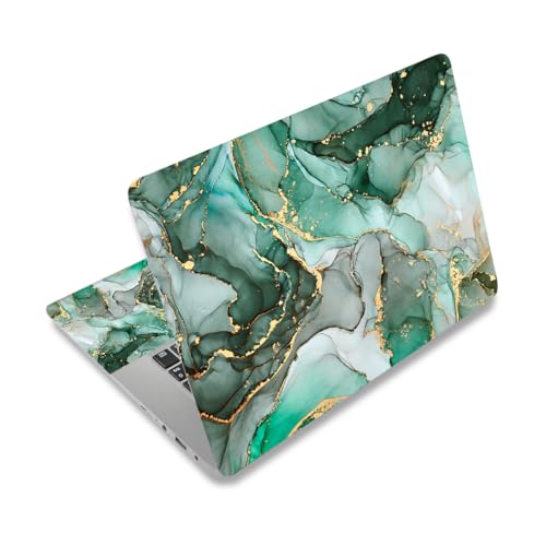 Laptop Decal Sticker Skin Cover, 11.6”12" 13" 13.3" 14" 15" 15.4" 15.6 inch Laptop Netbook Vinyl Skin Sticker Cover Art Notebook PC Reusable Protector (2 Wrist Pad Included), Green Marble