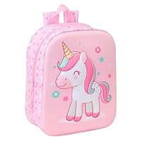 Safta UNICORN 3D - Mochila de Guardería 3D, Adaptable a Carro, Fácil Limpieza, Ideal para Niños de Diferentes Edades, Cómoda y Versátil, Calidad y Resistencia, 22x10x27 cm