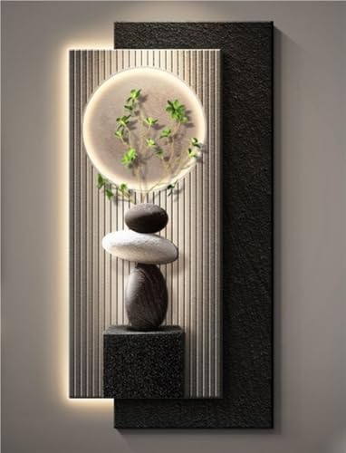 TYBKLHA LED Sandstone Decoration Painting with Plant, 3D Wall Art