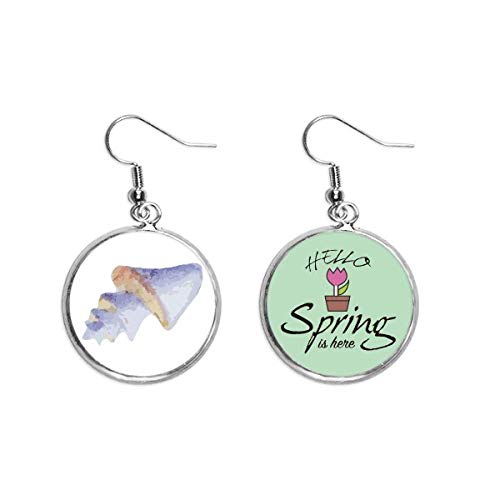 Pendientes de primavera azules con colgante decorativo y diseño de vida marina