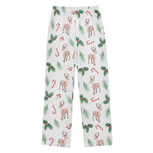 Boys' Pants Deer Leaves Canes Christmas Long Bottoms Jogger Pants Elastic Waist Trousers with Pockets S-XL
