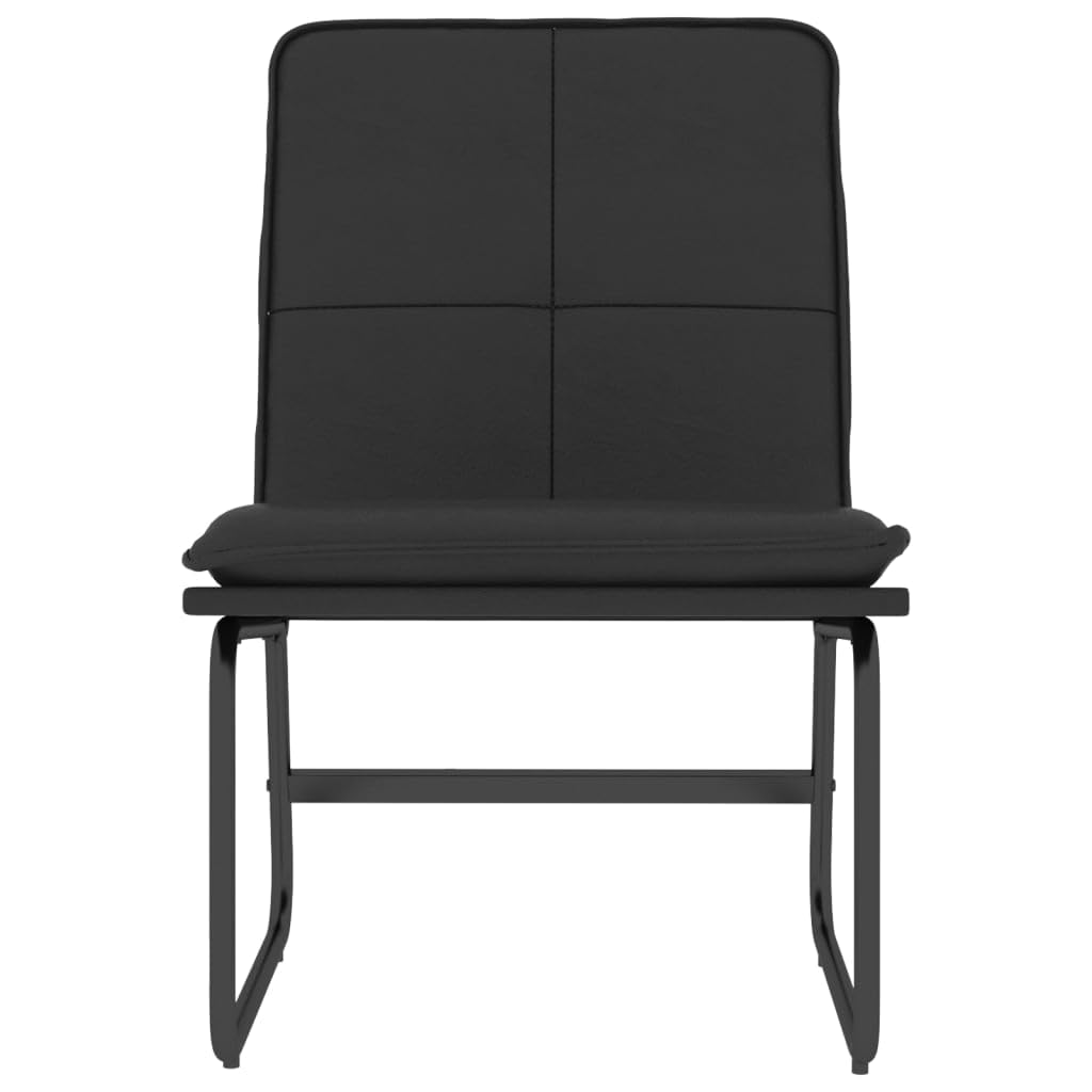 Fotel wypoczynkowy czarny, 54 x 75 x 76 cm, sztuczna skóra, wyściełana, wytrzymała metalowa rama, antypoślizgowe nogi, do salonu, sypialni i czytelni, wygodny fotel relaksacyjny dla dorosłych