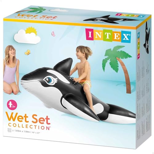 Image of Ride-On Air Inflatable Swimming Pool Float with Handles| Children Safety Rider Tube for Water Play |Floater Raft Lounger Mattress for Kids & Adults| Summer Fun (Age 3+) (Black Whale)