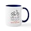 White/Navy Inside - Life Is Like Riding A Bicycle, Word Art, Text Mugs